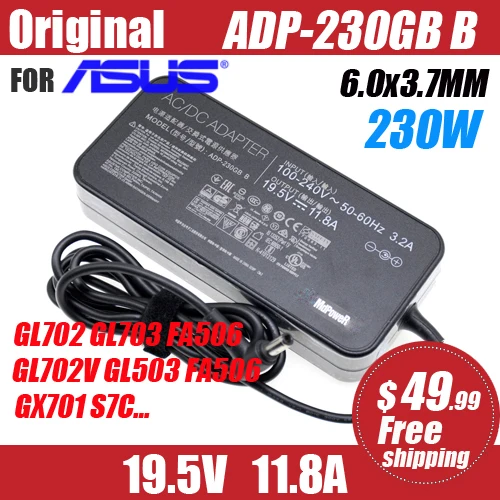 FOR ASUS 19.5V 11.8A 230W ADP-230GB B 6.0X3.7mm Laptop AC Adapter Charger G512L GL702 GL703 FA506 GL702V GL503 FA506 GX701 S7C