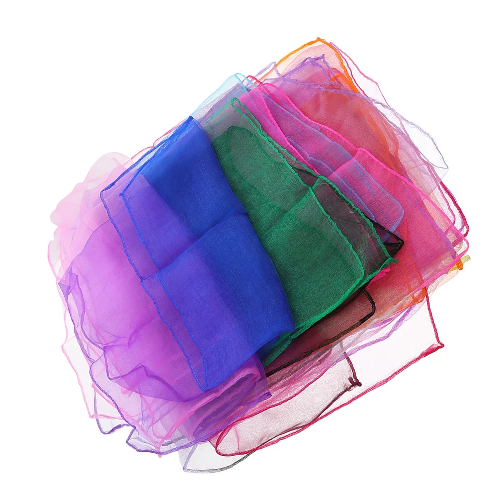 

12 шт. красочные шифоновые шарфы, легкий реквизит для танцевальной сцены для выступлений, шарфы для жонглирования, танцевальный реквизит