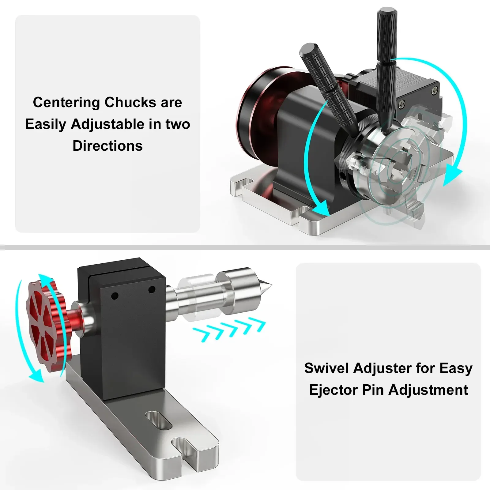 TWOLanka ES-Kit Technique à Distance, 4ème Axe, CNC pour Machine à Graver TTC450, Support d'Essieu Rotatif, Diamètre de Serrage de 4mm à 60mm