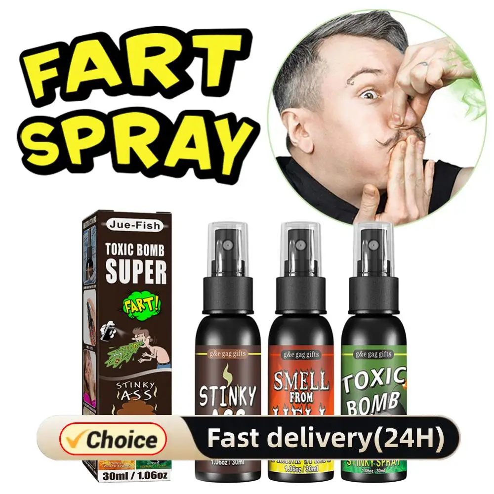 

30ml Fart Gag Spray Prank Joke Plastic Spoof Odor Spray Party Supplies Stinky Gas for Adults Kids Non Toxic Halloween Funny Toys