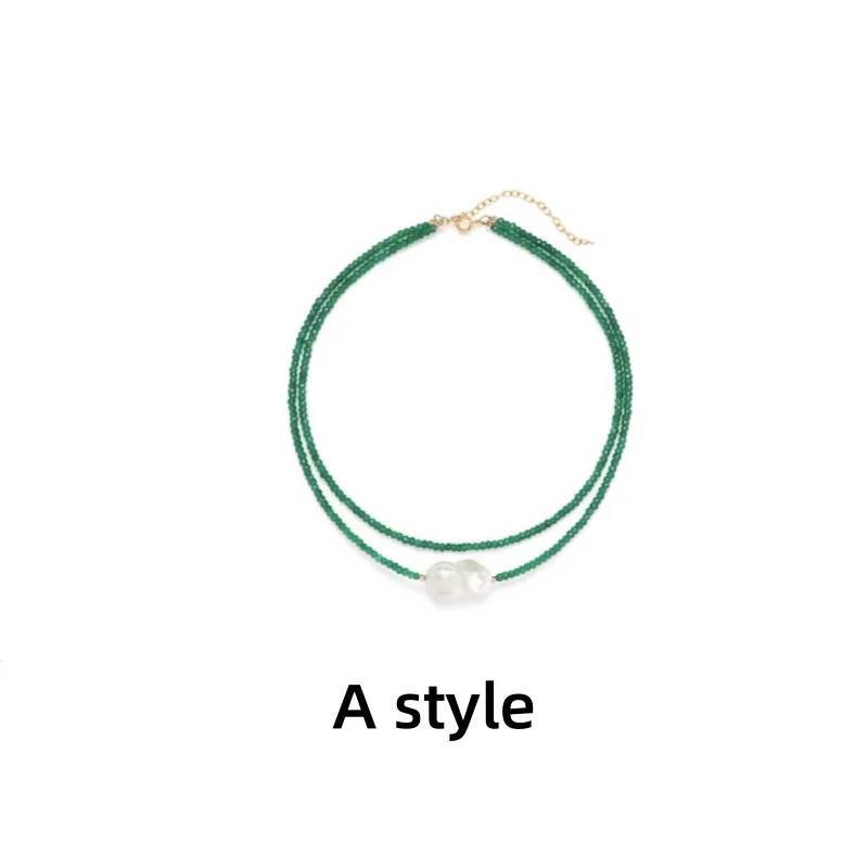 Big long natural freshwater Sweater necklace irregular Green Agate pearl Jewelry Party Wedding Gift For Women Original  X737