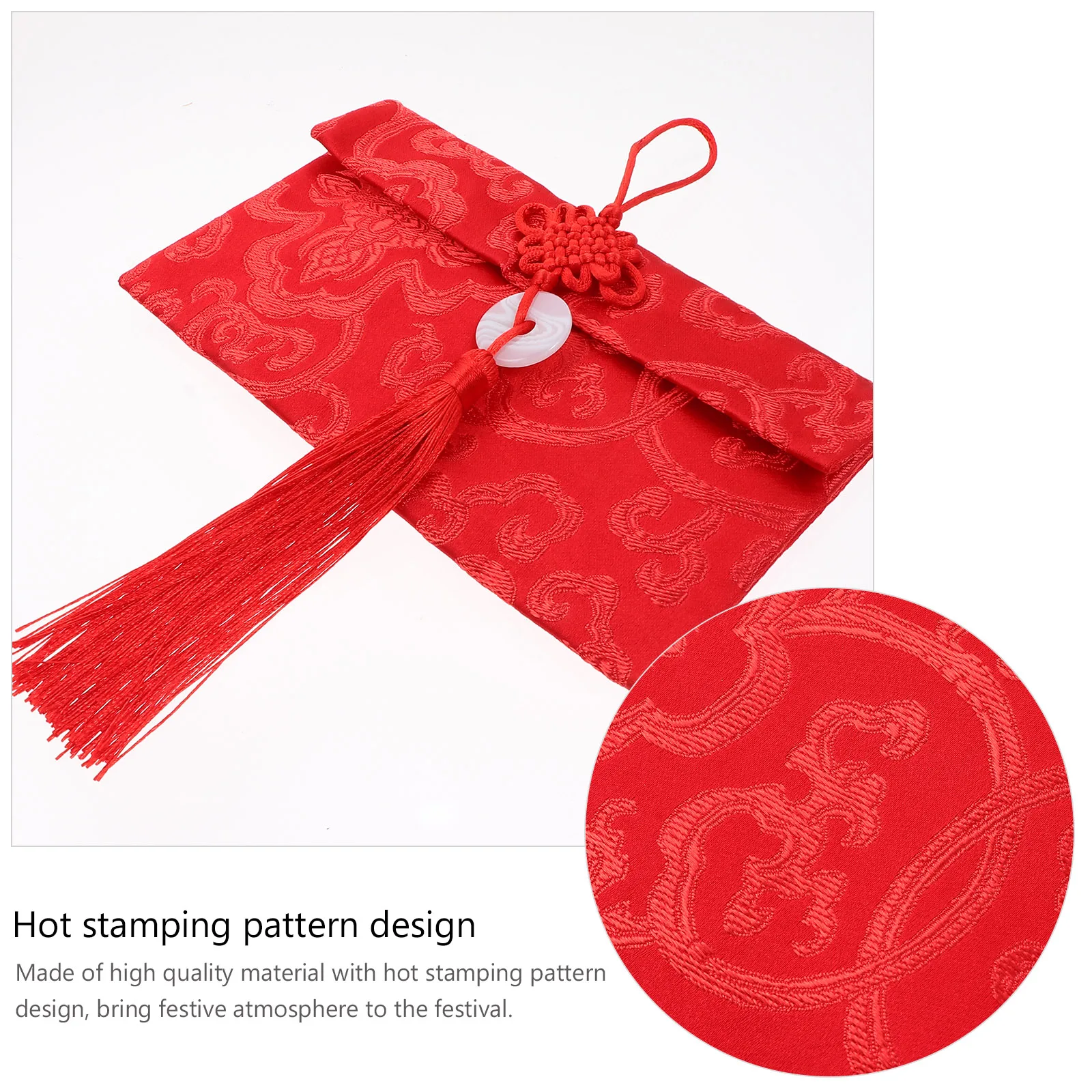 

2Pcs Chinese New Year Red Envelopes Gold Stamping Brocade Red Pockets Lucky Money Packet Prosperity Gift Party Favors