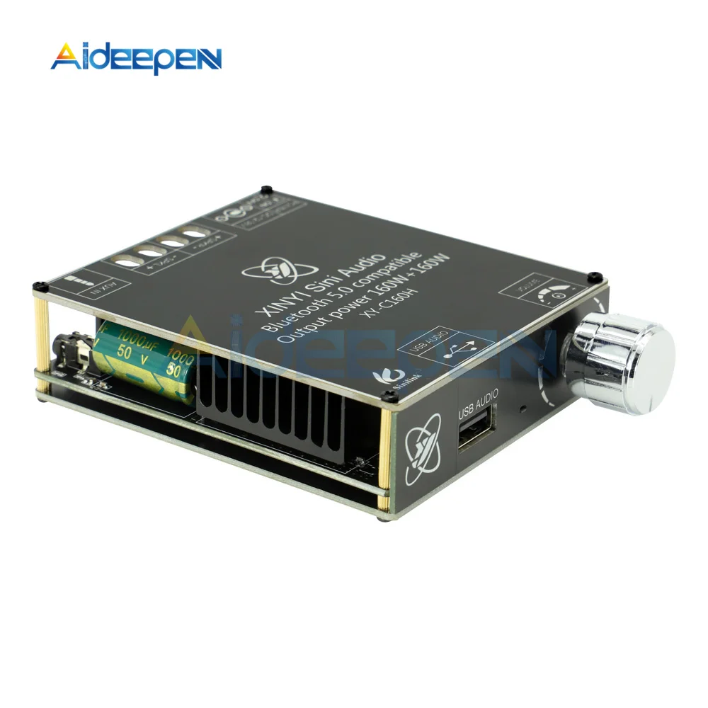 C160H TDA7498E 2.0 Dual Channel Stereo Bluetooth 5.0 HIFI Audio Amplifier Board 160Wx2 APP AUX USB Car AMP Player