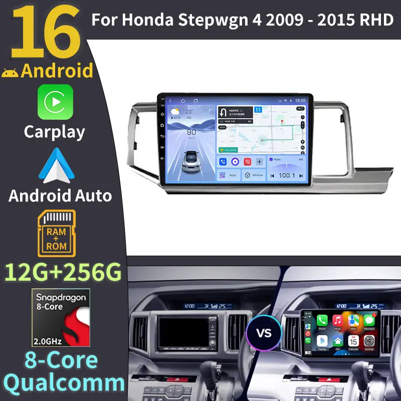 Android 16 Car radio For Honda Stepwgn 4 2009 - 2015 Wireless Carplay Auto BT Navigation 2Din Head Unit Multimedia Player Stereo