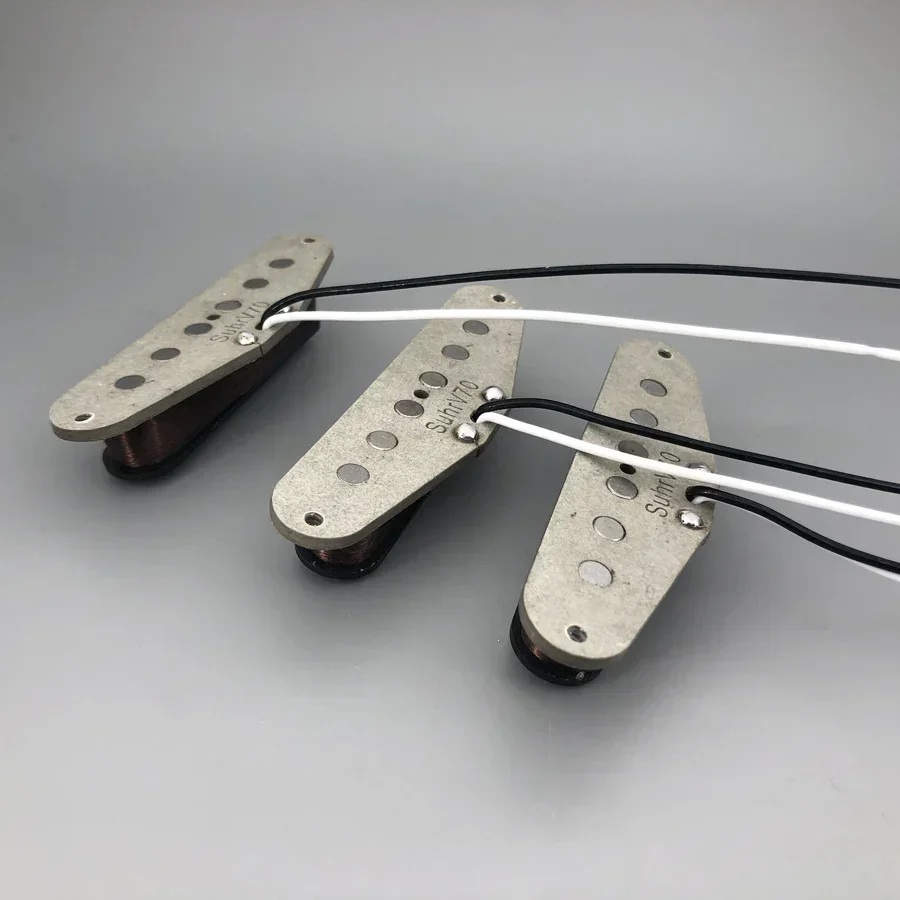 Vintage V70 SSS Handwound Alnico 5 Guitar Pickups Grey Bottom Plate Plain Enamel Wires 42 for Electric Guitar