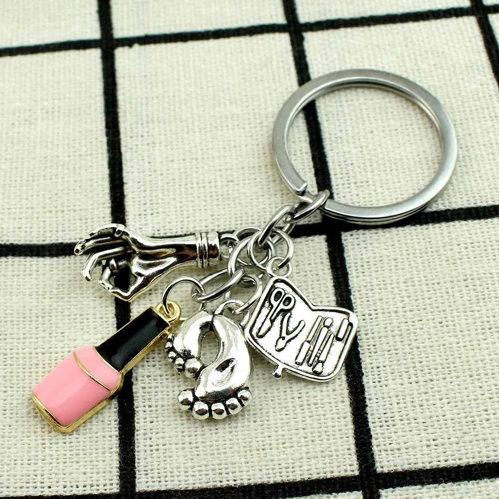 Fashion Nail Art Keychain Nail Polish Nail Clippers Hand Keychain Casual Cute Ethnic Girl Sexy Lady Jewelry Accessories Gift