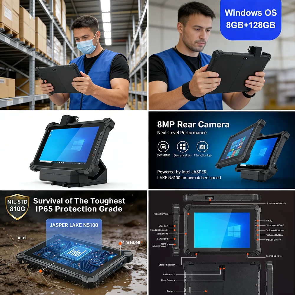 

Прочный промышленный планшет-сканер CHWEIDA 8 дюймов, ОС Windows, 4G LTE, GPS, Intel N5100, 8 ГБ ОЗУ, 128 ГБ ПЗУ, для использования вне помещений, I87J