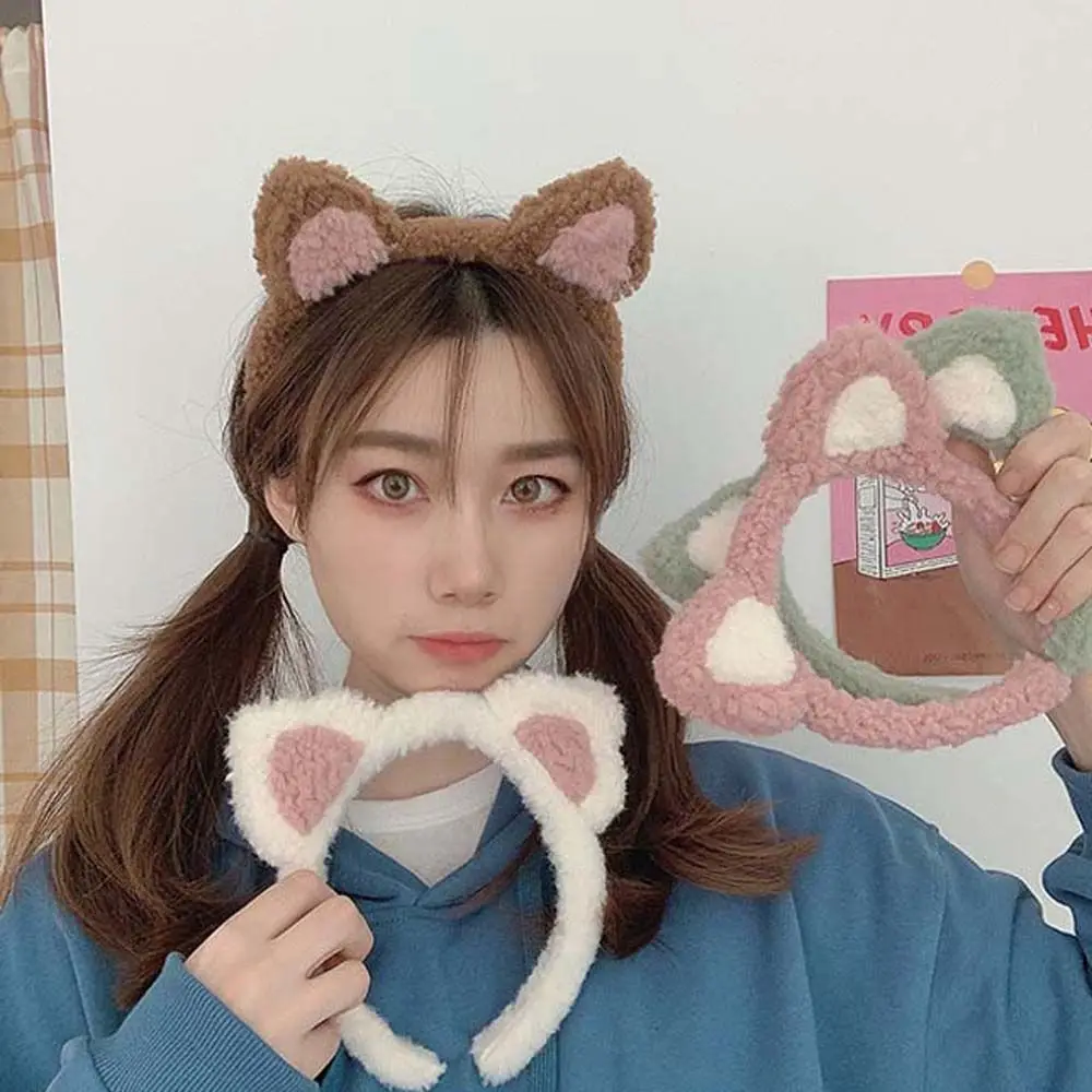 Women Kids Hair Accessories Plush Ears Cat Ears Fluffy Washing Face Cat Ears Hair Bands Hair Hoop Korean Style Plush Headbands