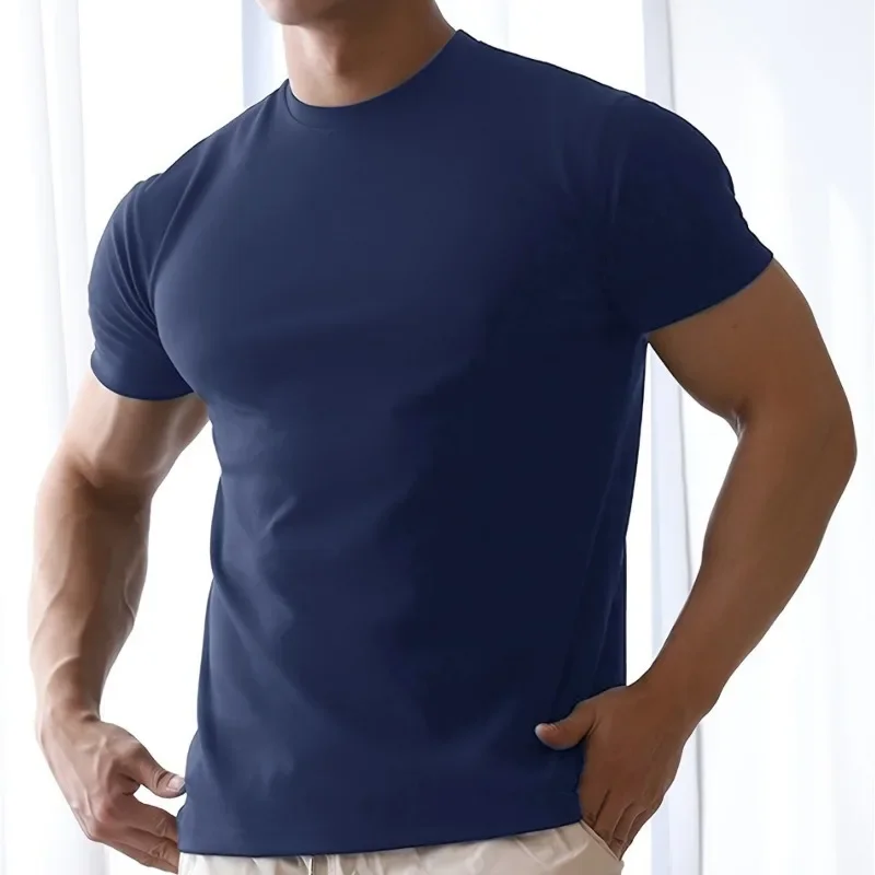 Men\'s Summer Gym Fitness Compression T-Shirt Casual Clothing Skinny Slim Stretch Short Sleeve Tee Male Bodybuilding Sweatshirt