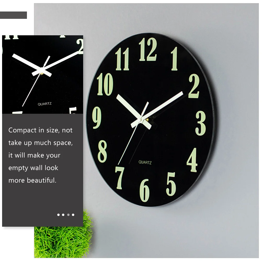 

Silent Glow in The Dark Wall Clock Large Numbers Luminous Non Ticking Operated Modern Round Home Decor for Living Room