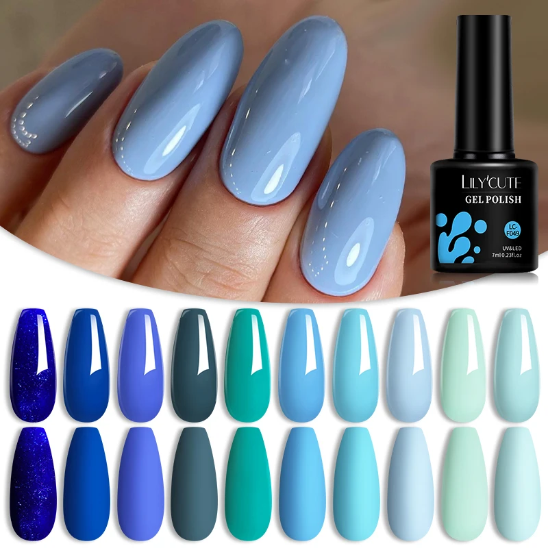 LILYCUTE 7ml Autumn Theme Gel Nail Polish Blue Purple Dark Color Soak Off For Base MatteTop Coat Long Lasting Nail Art Varnish