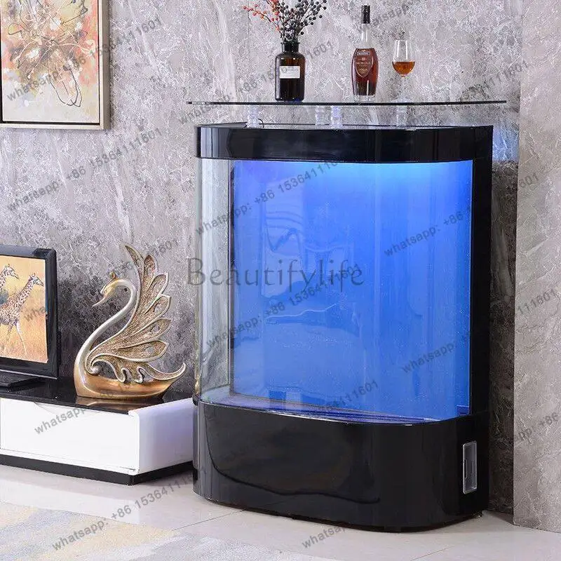 Light luxury living room arc aquarium medium-sized household double rounded corner arc custom arc fish tank