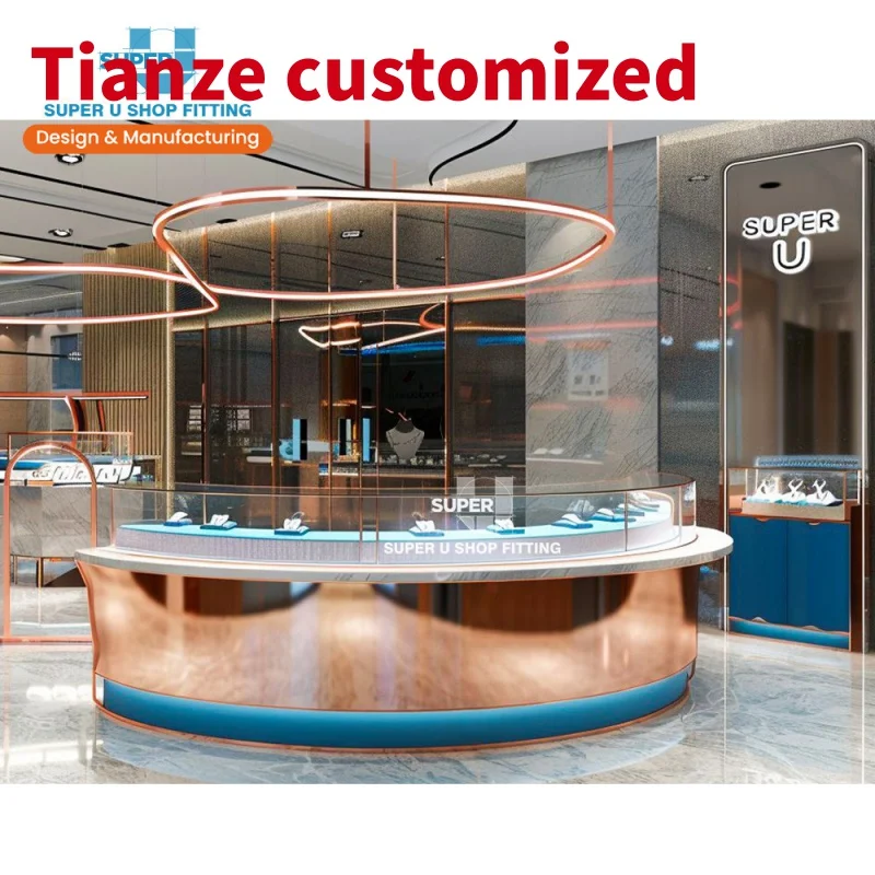 (Customized) Trends Neckle Mall Kiosk Design Custom Jewelry Store Display Furniture Lockable Glass Jewelry Counter Showcase