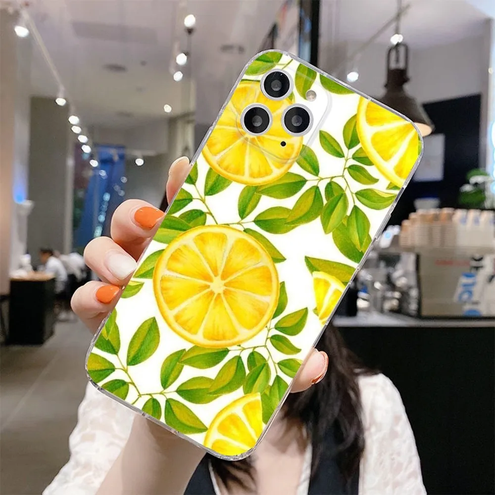 Fruit Lemon Phone Case For IPhone 12,13,Mini,11,15,Pro,MAX,XR,XS,7,X,SE,8,14Plus Clear Soft Cover Fundas