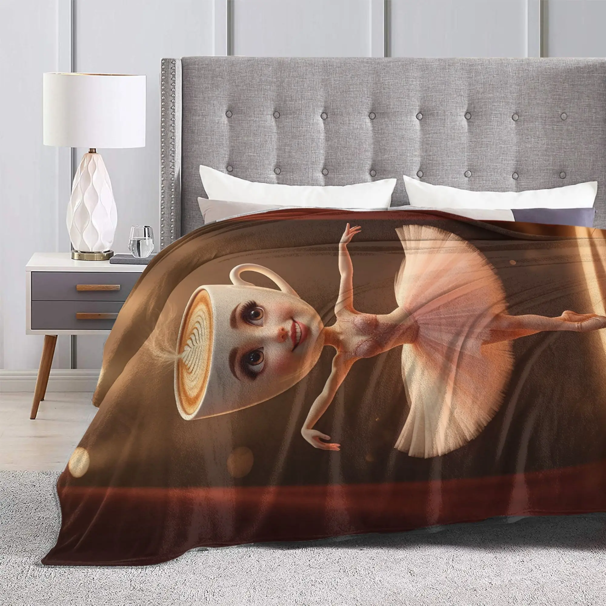 Ballerina Cappucina Italian Brainrot Meme Blanket Flannel Textile Decor   Warm Throw Blanket for Home Couch Bedspread