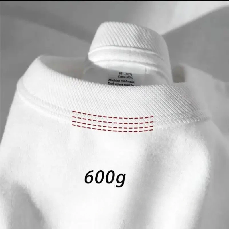 600g Heavy-duty Cotton Short Sleeved T-shirt for Men's Fashion Pure Cotton Thickened Short Sleeved Half Sleeved Tee