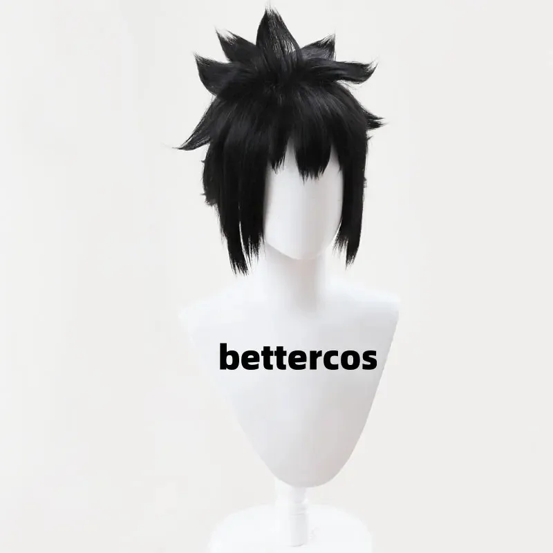 ساسوكي اوتشيها شعر مستعار تأثيري جودة عالية قصيرة سوداء مقاومة للحرارة الاصطناعية الشعر أنيمي تأثيري الباروكات + غطاء شعر مستعار