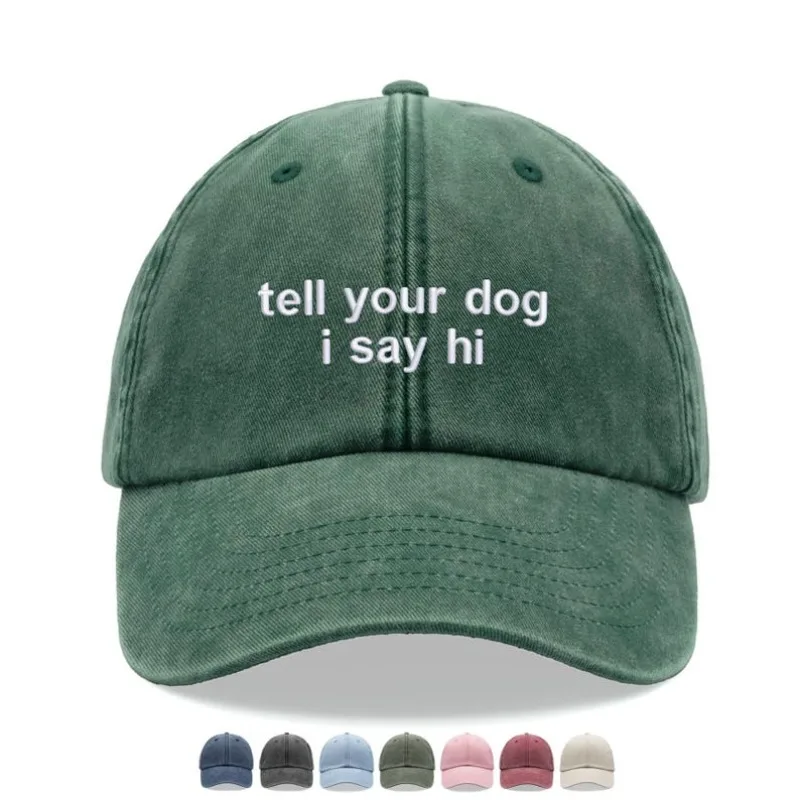 1 Stück Baseballkappe mit Aufschrift 'Sag deinem Hund Hallo' für Männer, Outdoor-Freizeit Vintage-Waschung Unisex Verstellbare Dad-Mütze für Sport, Sonne und Urlaub