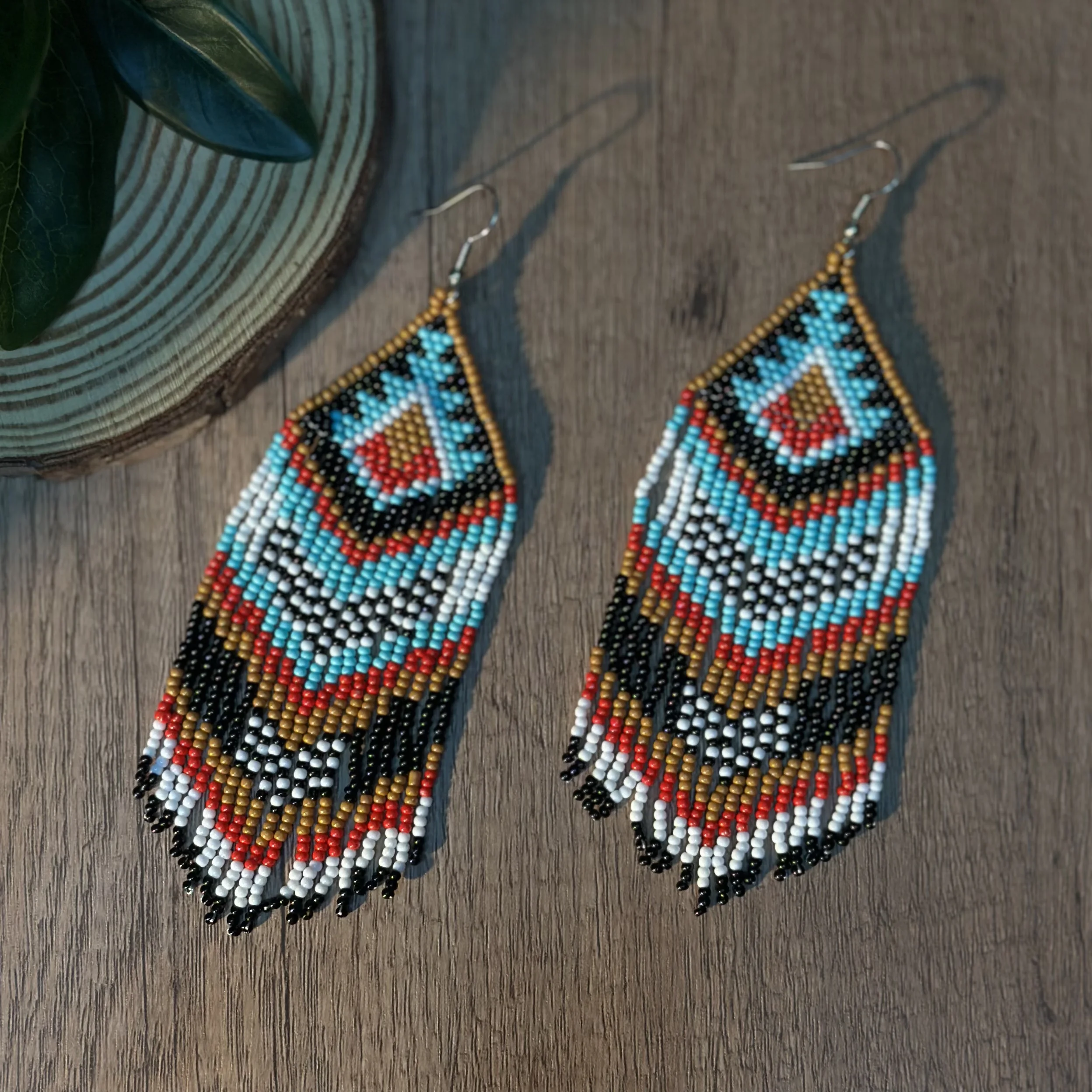 Bohemian style geometric tassel earrings tribal style earrings