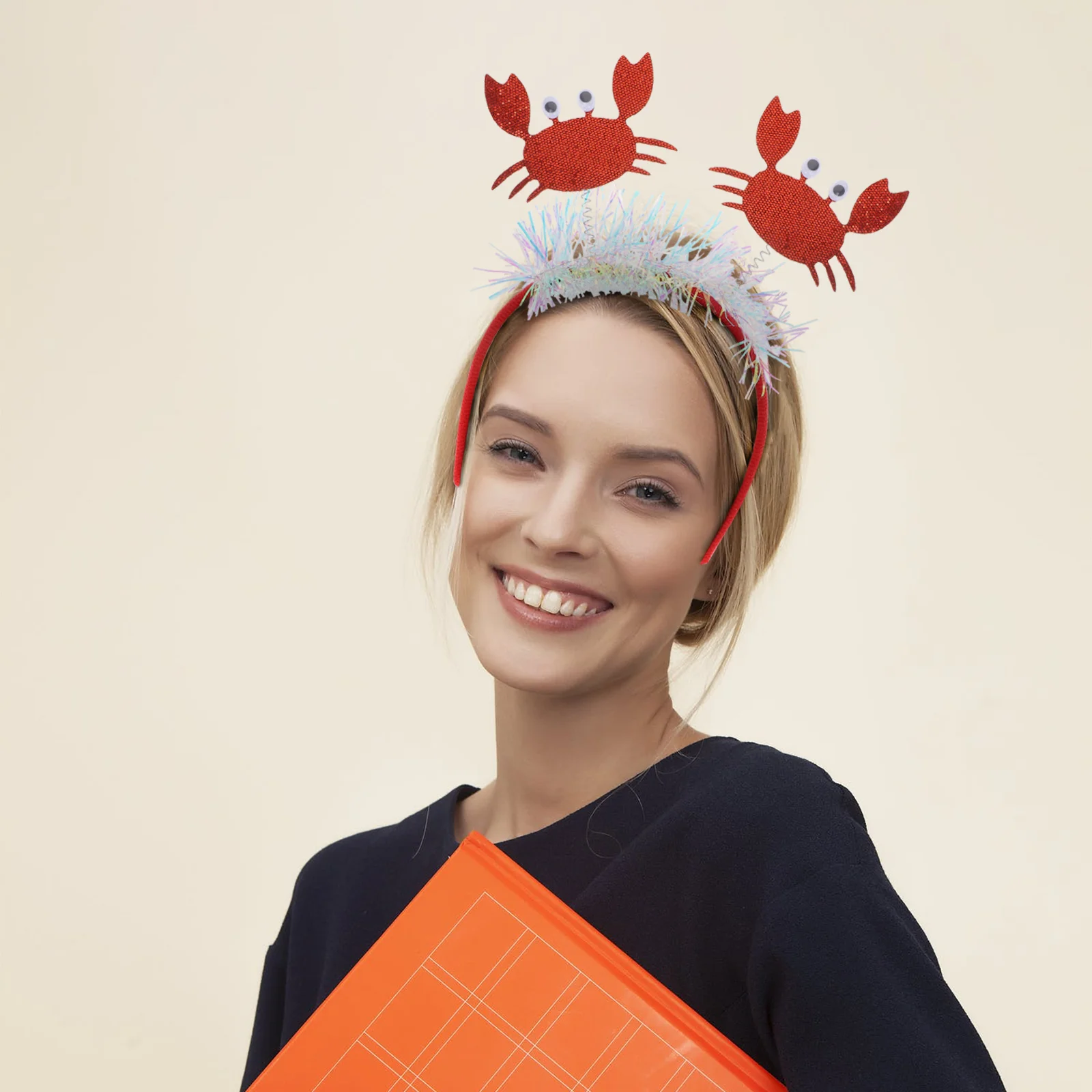 2 Pcs Halloween Photo Booth Props Lobster and Crab Headbands Party Headdress Pompom Baby Girl