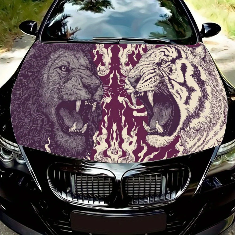 ملصق غطاء محرك السيارة باللون الأرجواني والبرتقالي، ملصق فني تلقائي، ديكور يلتف الفينيل الخارجي للسيارة، هدية لمحبي السيارات، U