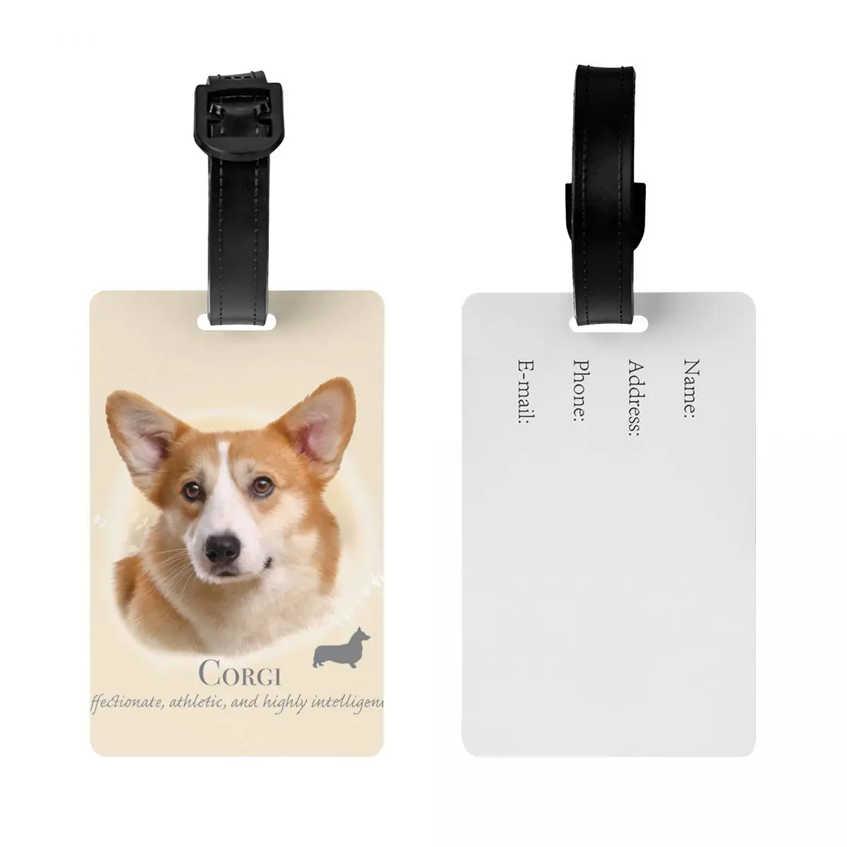 Étiquette à Bagages Personnalisée pour Chien Corgi, Protection de la Vie Privée, Animaux de Compagnie, Sac de Voyage, Valise Attro