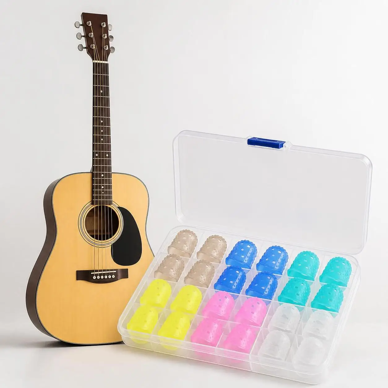 4pcs/set Non-Slip Guitar Fingertip Protectors Solid Color DIY Craft Glove Silicone Finger Guards Rubber Thimble
