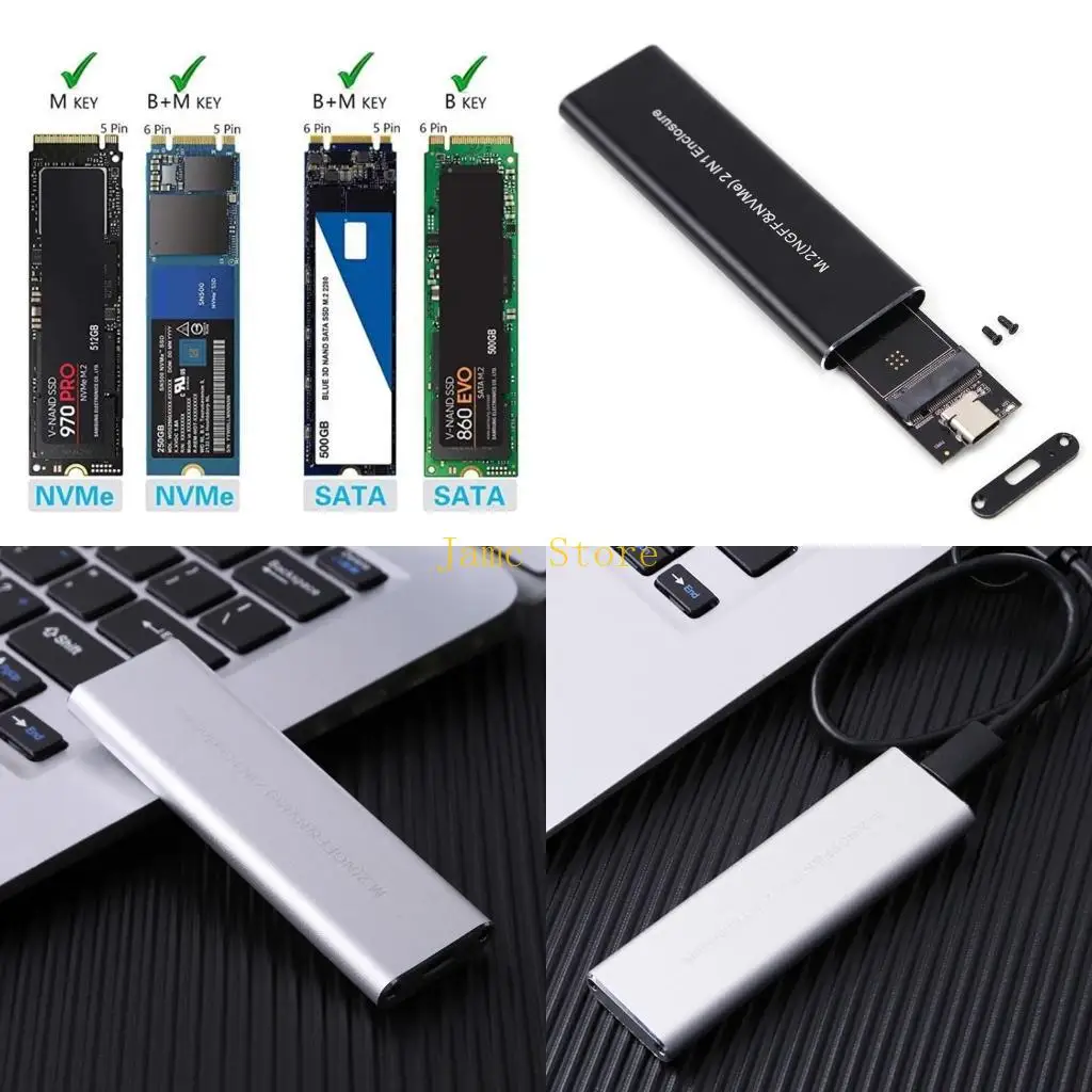 LX0B Dual Use for M.2 Dual Hard Disk Enclosure Type-C USB 3.1 NVME 10Gb