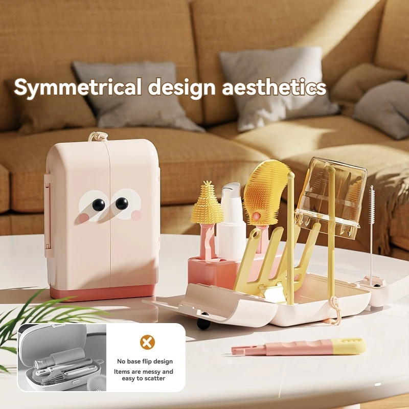 Juego de cepillos para botellas portátiles, cepillo de limpieza multifuncional, cepillo para tazas, cepillo de silicona, nuevo almacenamiento de cepillos de limpieza para bebés