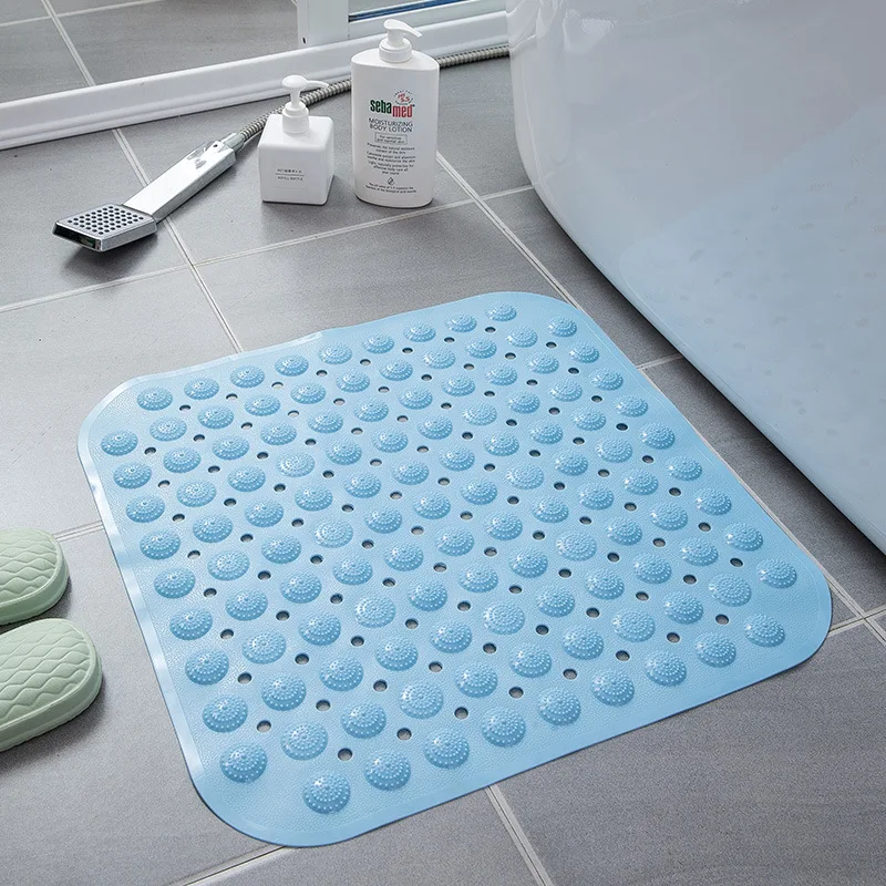 Bathroom Anti-Slip Floor Mat PVC Square Massage Foot Mat Non-Fall Shower Room Bath Mat