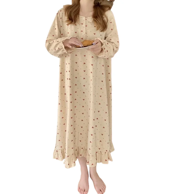 

Women's Clothing Japanese Style Pajamas Spring and Autumn Seasons Sweet Princess Style Nightdress Long Sleeves Loose Homewear