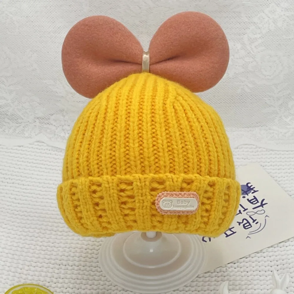 

Breathable Children Hat Soft and Skin Friendly Windproof Baby Beanies Warm Pullover Hat Warm Wool Knitted Cute Bowknot Cap