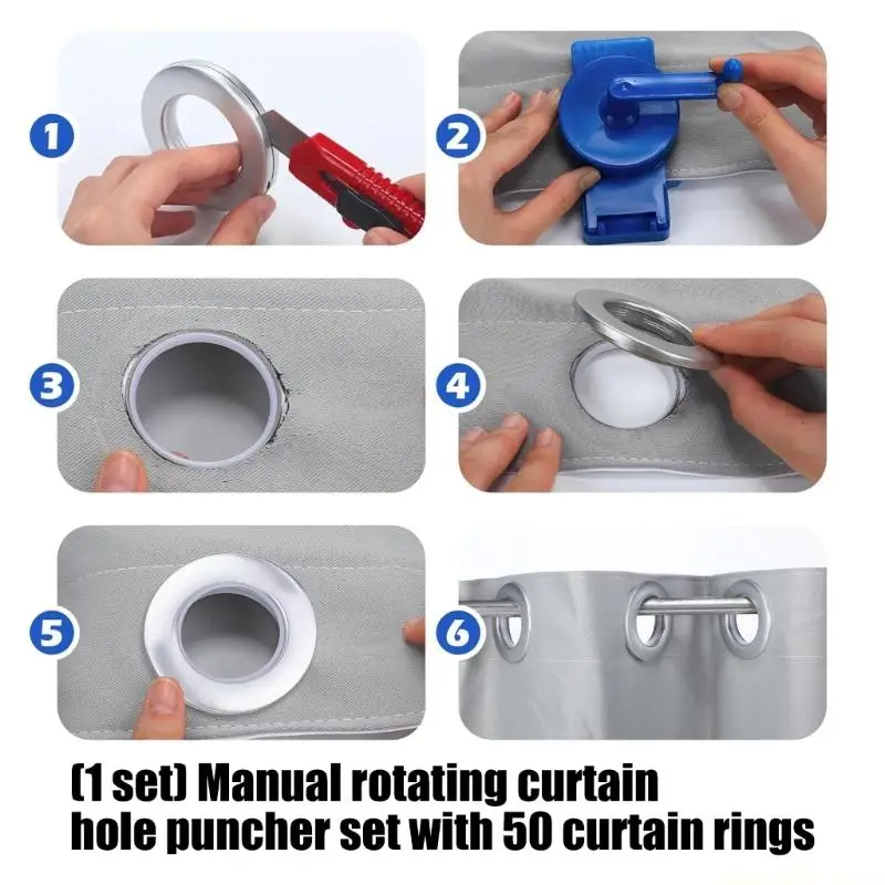 

QX2E Rotary Handheld Curtain Puncher Plastic Metal Hole Puncher With 50 Curtain Rings
