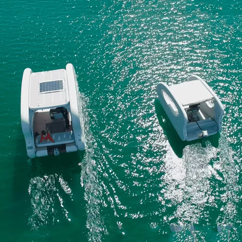 2024 New EJIA EJ-EHB02 Inflatable 2 Story E-Catamaran Solar Electric Portable Vessels 100-500kg Capacity Family Hanging 5-10