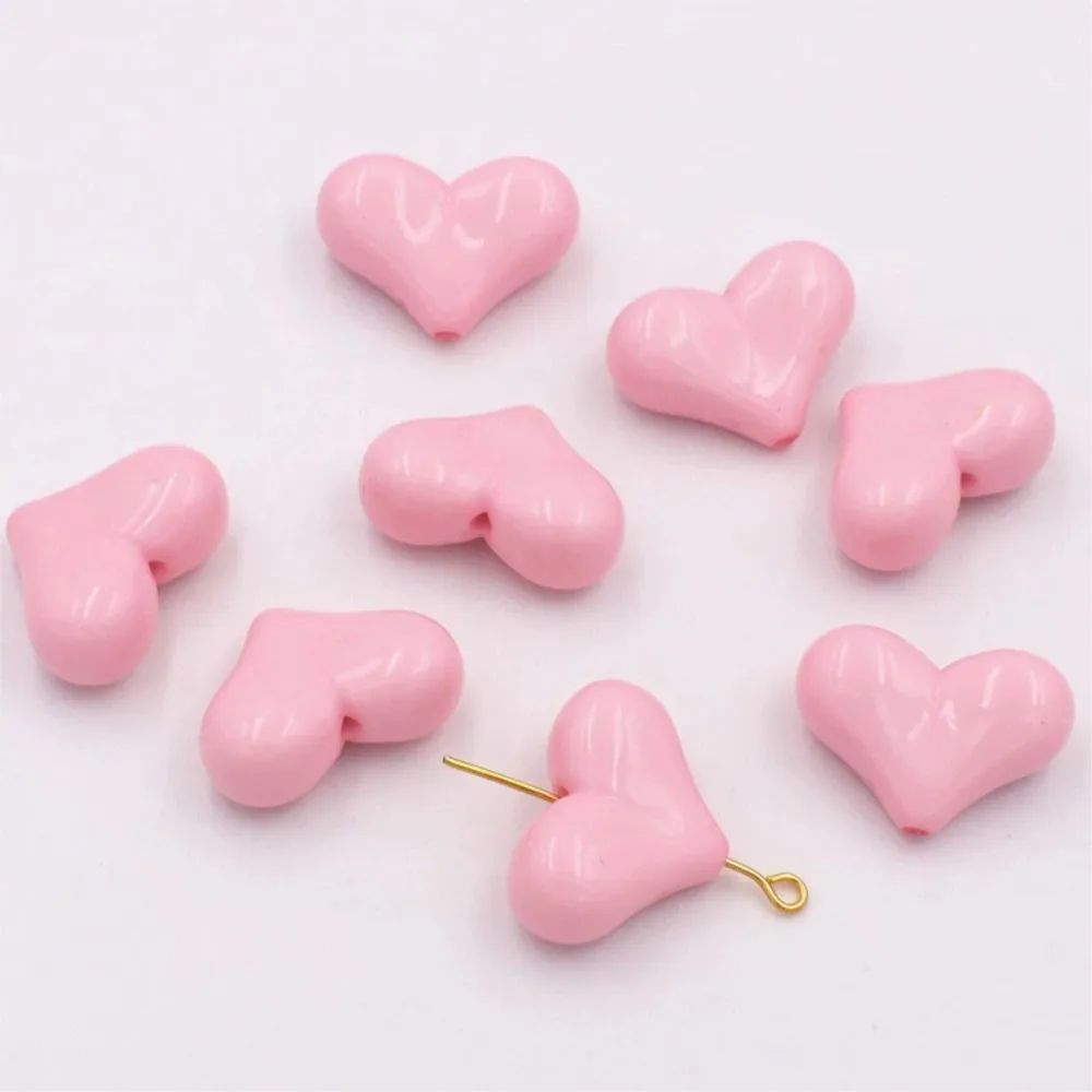20pcs 16x22mm Acrylic Heart Shape Spacer Beads  with 2mm Hole for Keychain Earrings Necklace Jewelry Pens Making Craft DIY