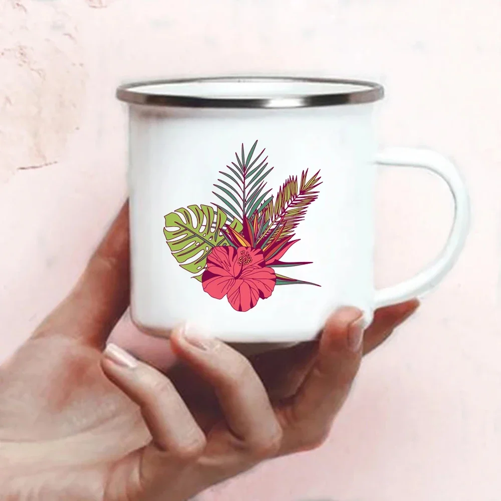 Life Is Like a Tropical Plant Printed Enamel Mug Mugs Coffee Cups Unusual Tea Cup Personalized Gifts Original Breakfast Cups Bar