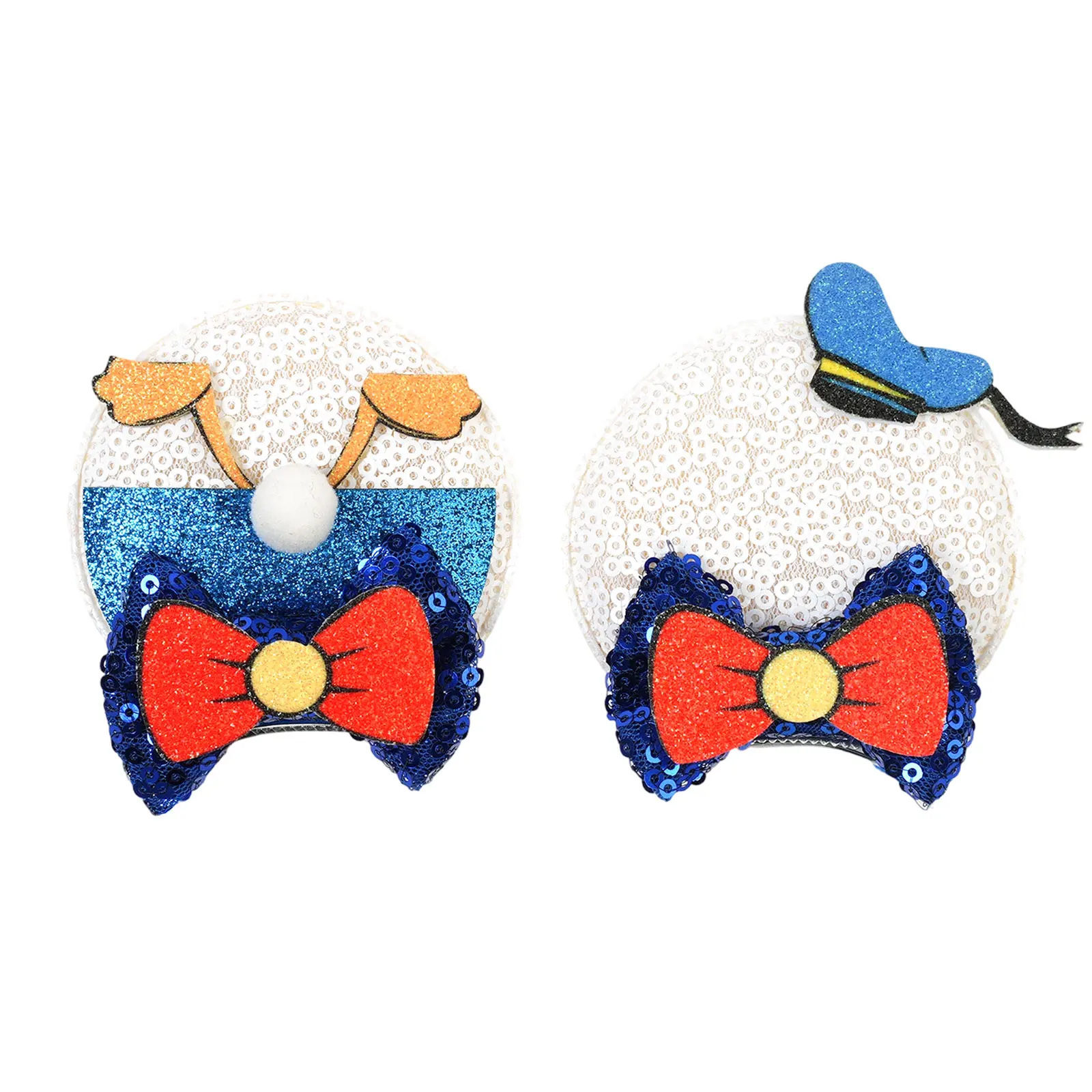 Donald Duck Ohren-Haarspangen mit Pailletten und Glitzer, Cosplay-Kostüm-Accessoires für Frauen und Mädchen, Disney-Themenpark-Party, Geburtstagsgeschenke, Clip