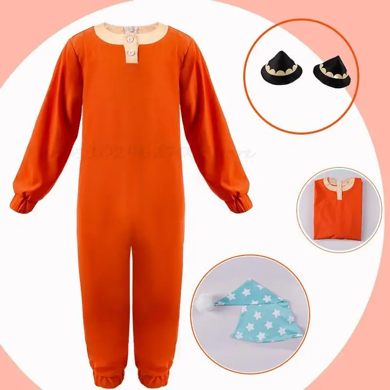 Anya Forger 잠옷 Cospaly Spy 애니메이션 코스프레 의상 어린이 성인 여성 점프 슈트 블루 오렌지 가족 잠옷 모자 드레스