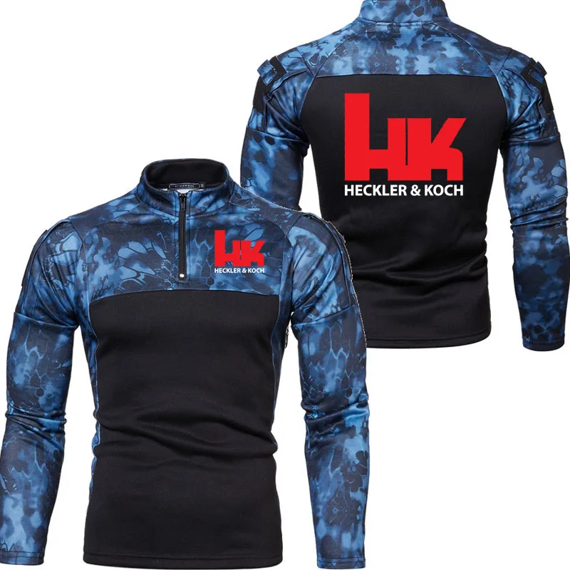Sudadera con capucha Retro Y2K con cremallera para hombre, sudadera de camuflaje HK Heckler Koch armas de fuego sin compromiso, jersey Unisex de gran tamaño con estampado