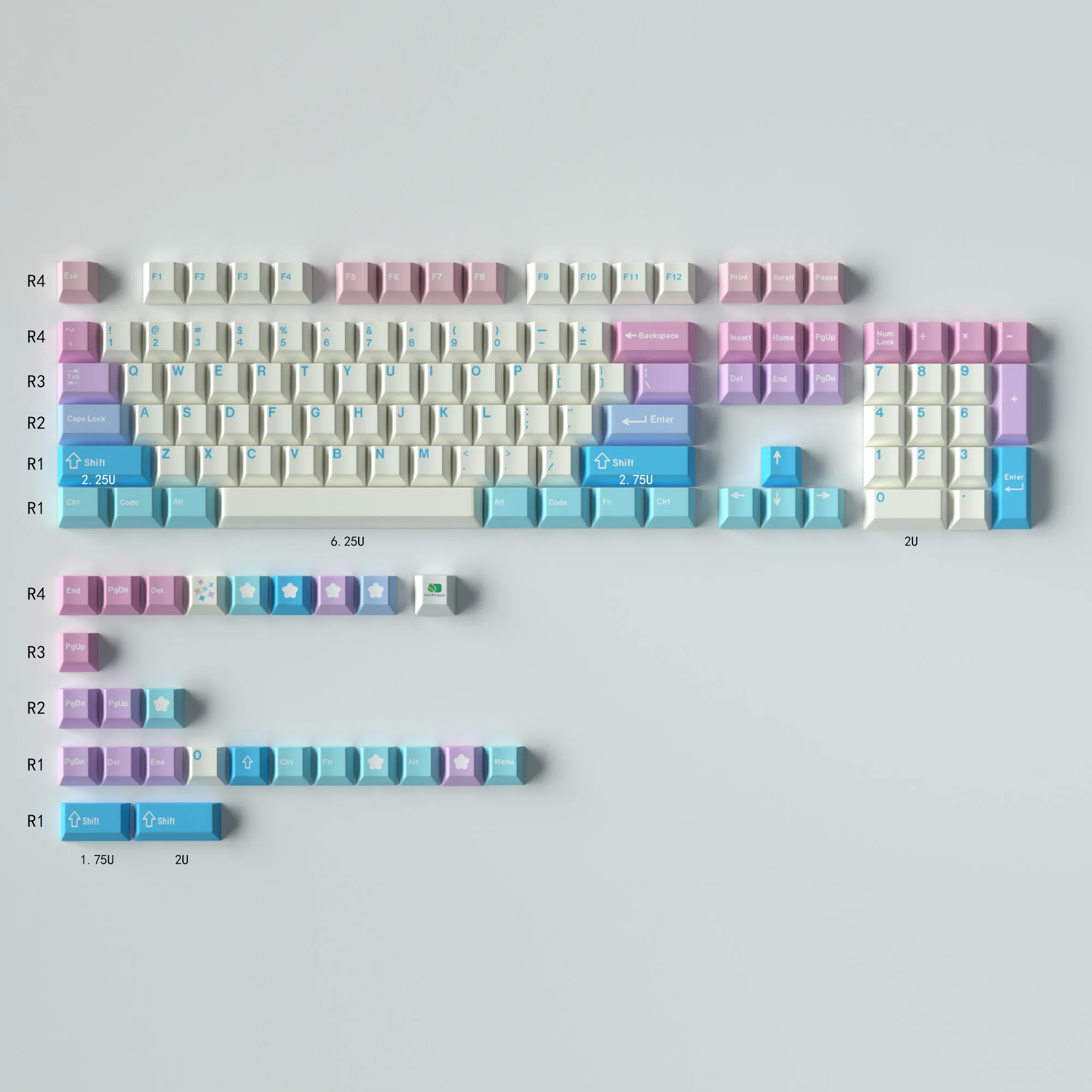 Imagem -06 - Teclas de Conto de Fadas Keycaps Pbt Tintura Sub Chave Bonés Perfil Cereja Keycap para Teclado Mecânico Anne Gh60 Gk64 Poker 130