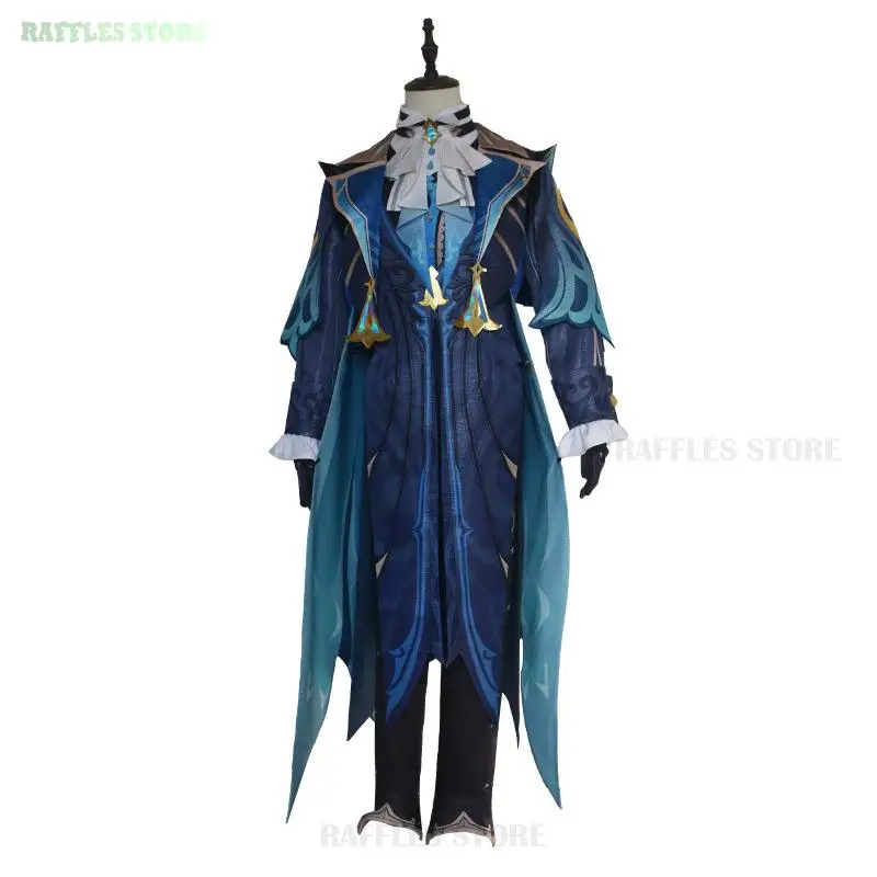 Neu ville tte Cosplay Genshin Impact Fontaine Neville tte Cosplay Kostüm Perücke Uniform Halloween Party Rollenspiel Herren Phantasie Anzug