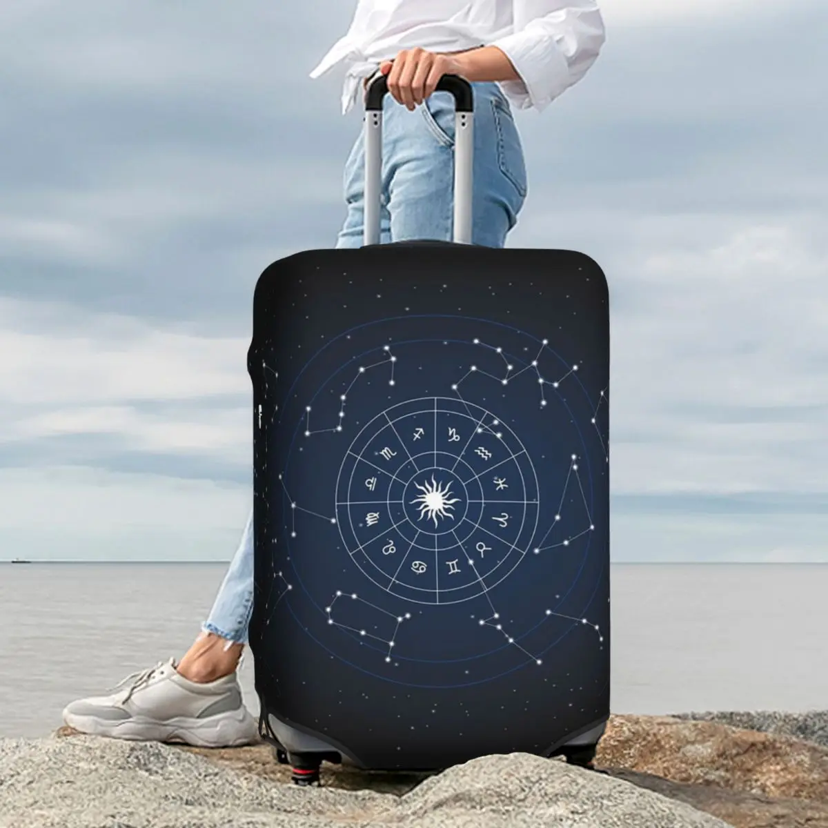 

Zodiac Constellations Space (5) Suitcase Cover Protection Elastic Travel Luggage Protector Covers for 18-32 Inch