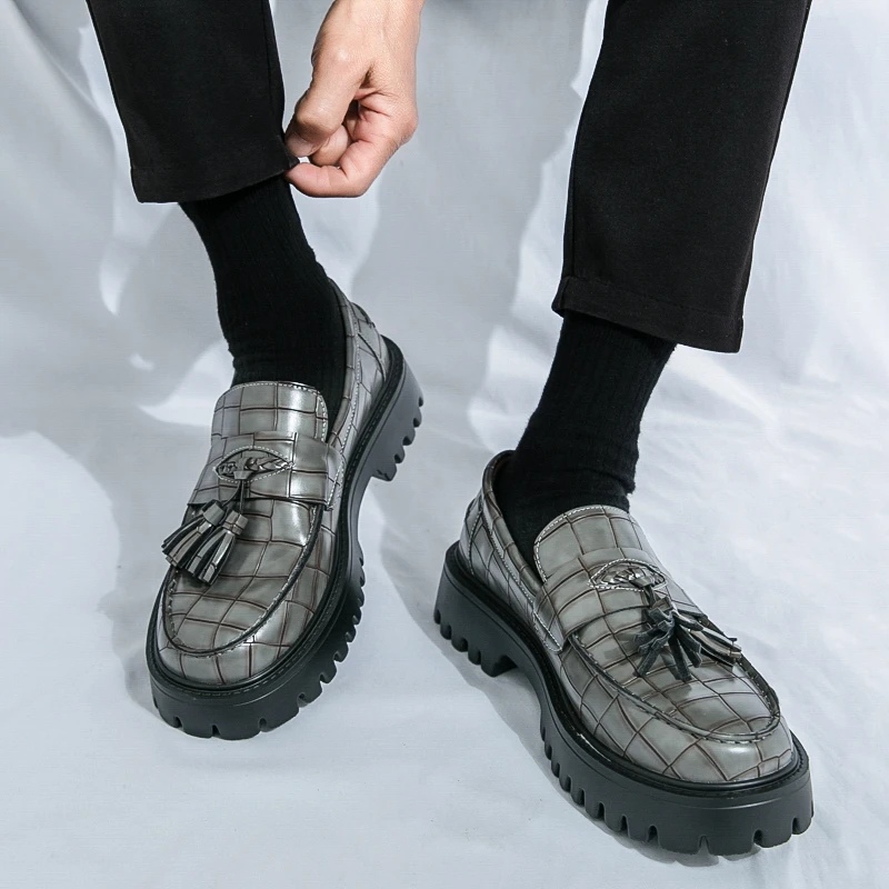 Scarpe, scarpe in pelle, velcro da uomo, testa tonda, traspiranti, business, casual, formali, pelle bovina, persone di mezza età e anziane, scarpe di papà