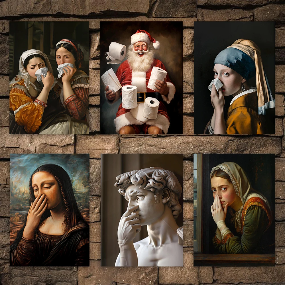 1pc frameless Funny Bathroom Print Poster Bad Smell Fun Poster Vintage David Wall Art Canvas Painting Toilet Humor Bathroom Prin