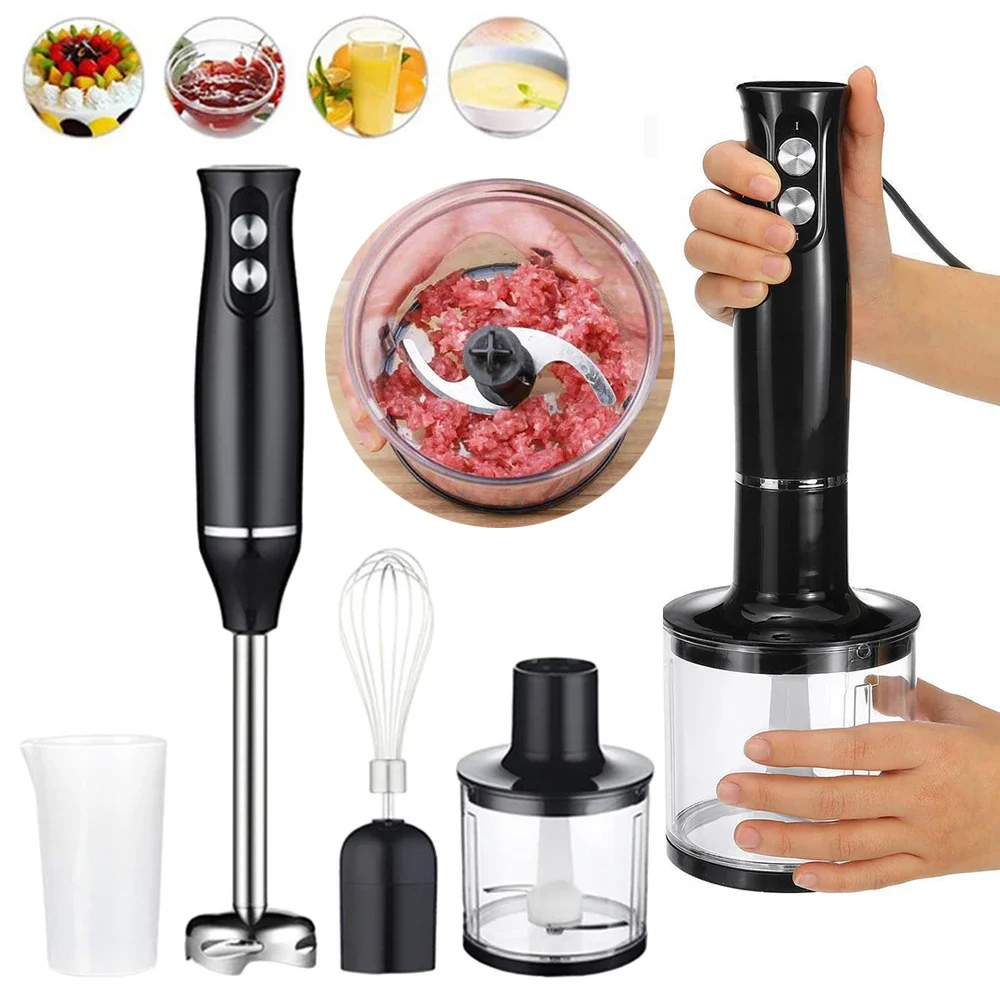 500W 4-in-1 Immersion Hand Stick Blender Mixer Kitchen Vegetable Meat Grinder Chopper Whisk Smoothie Cup Juice Extractor