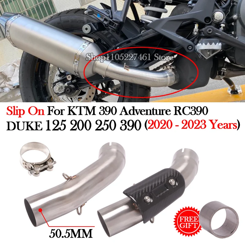 Slip On Motorrad Auspuff Escape Schalldämpfer 51 MM Mid Link Rohr Für KTM DUKE 125 250 390 RC390 KTM390 abenteuer 2020 2021 2022 2023