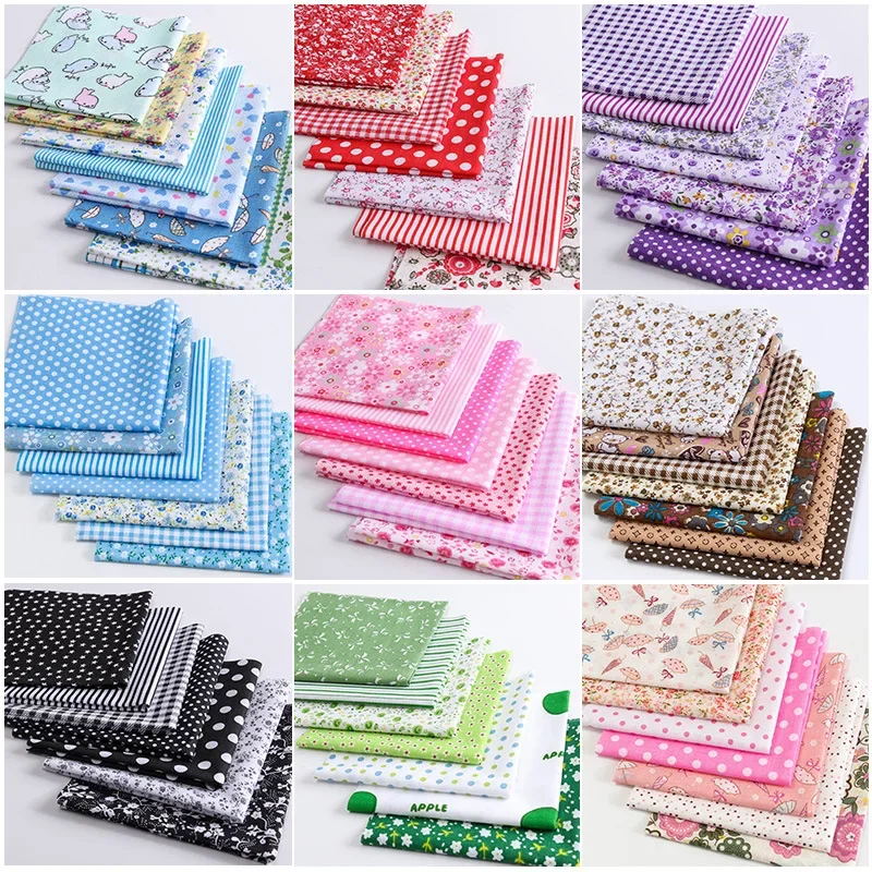 Telas estampadas de colores variados para niños, telas de algodón de retales para costura DIY, accesorios hechos a mano, 24x25Cm, 7 Uds.