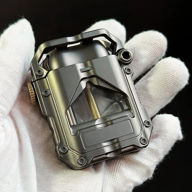 Cool Mech Kerosene Lighter High-value Personality Decompression Creative LED Light-emitting Mechanical Metal Lighter Men's Gift