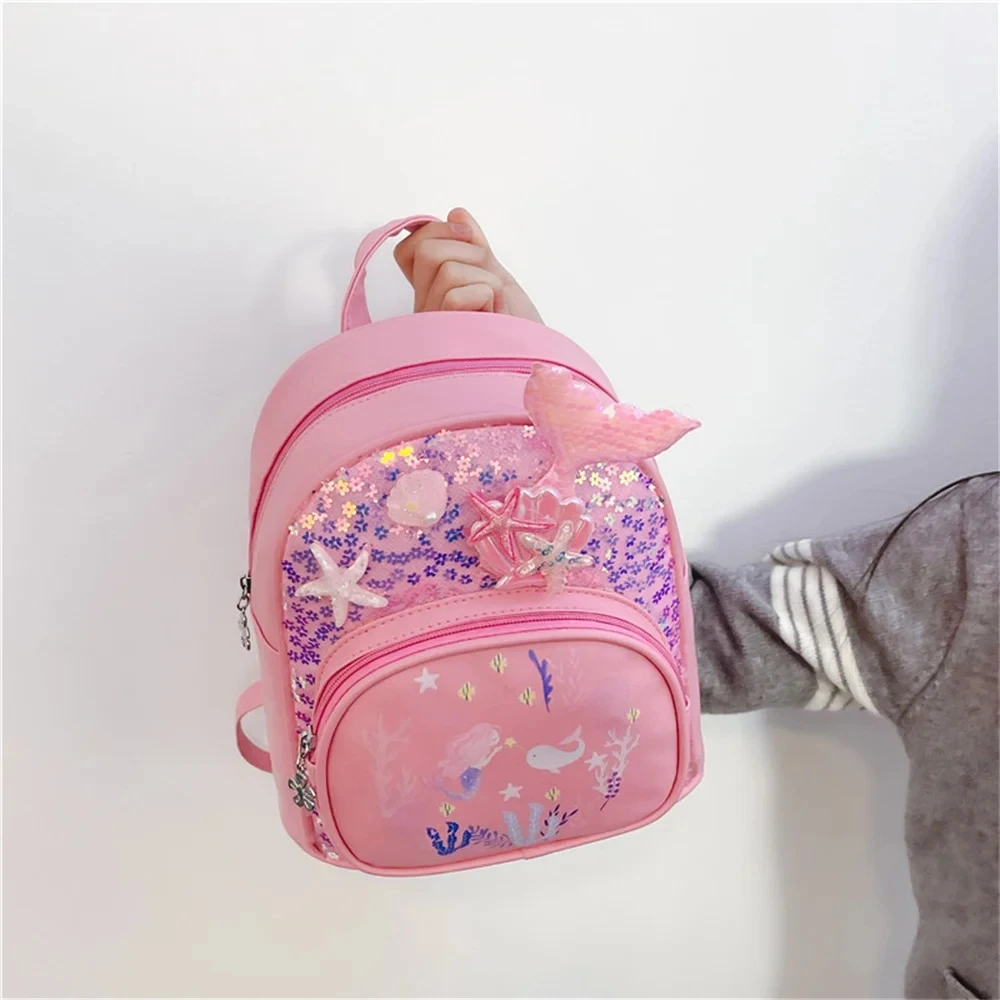 Mochila de lantejoulas personalizada para meninas, bordado com nome personalizado, bolsa de volta à escola, mini saco bonito para criança