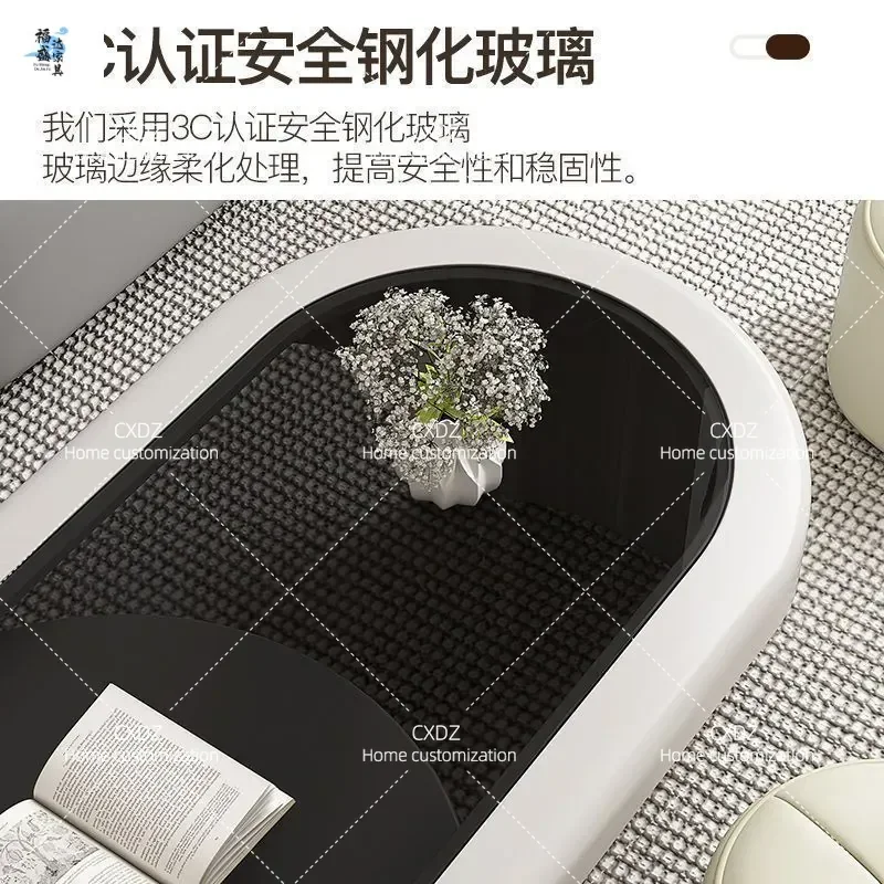 Cream Style Coffee Table for Living Room Small Apartment Tempered Glass Simple Creative High End Design 2026 New Arrival